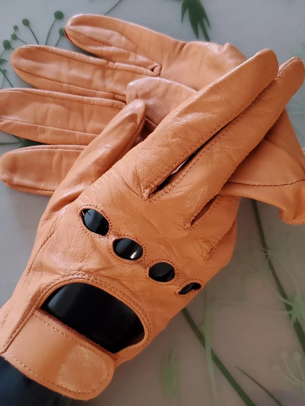 Vintage 90's Leather Driving Gloves - Orange